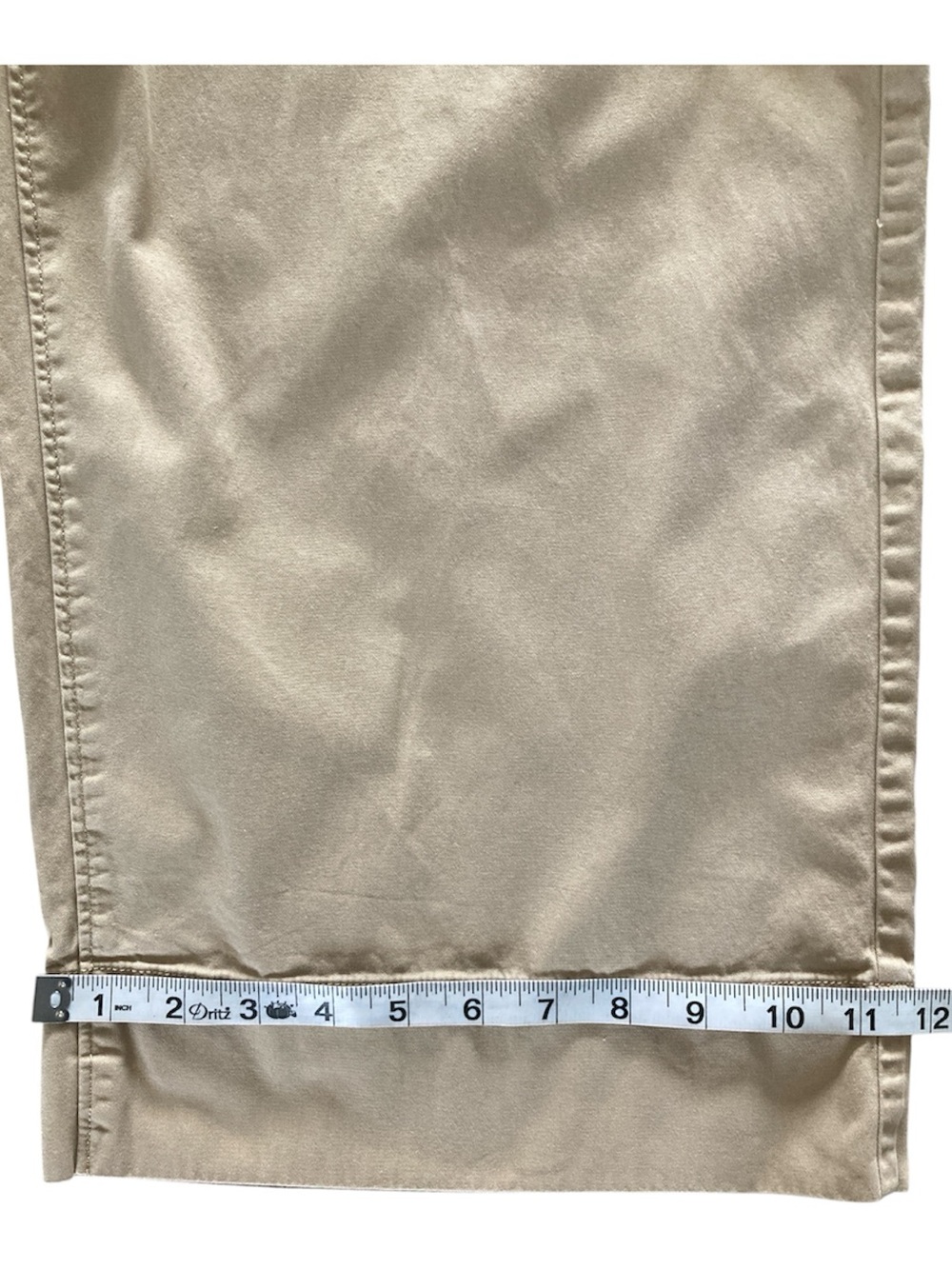 Women’s Wide-Leg Drawstring Cropped Cotton Pants in Khaki, Sz M - Picture 5 of 10